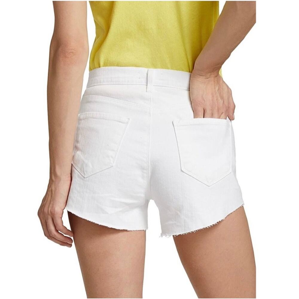 NWT L'AGENCE Ryland White High Rise Frayed Hem Denim Shorts Women's 2 - Picture 12 of 13